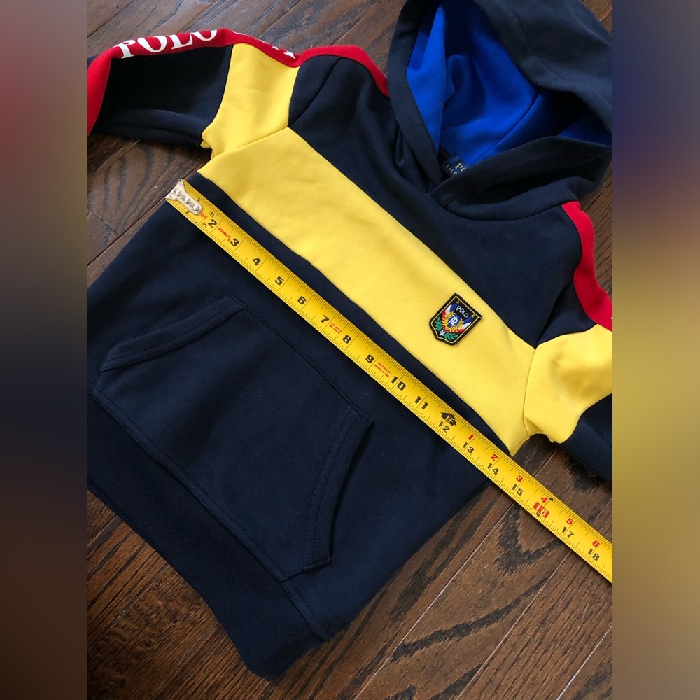 Polo Ralph Lauren Boys 6 RARE Vintage Colorblock Hooded Sweatshirt w/RLPC Crest - Picture 8 of 12